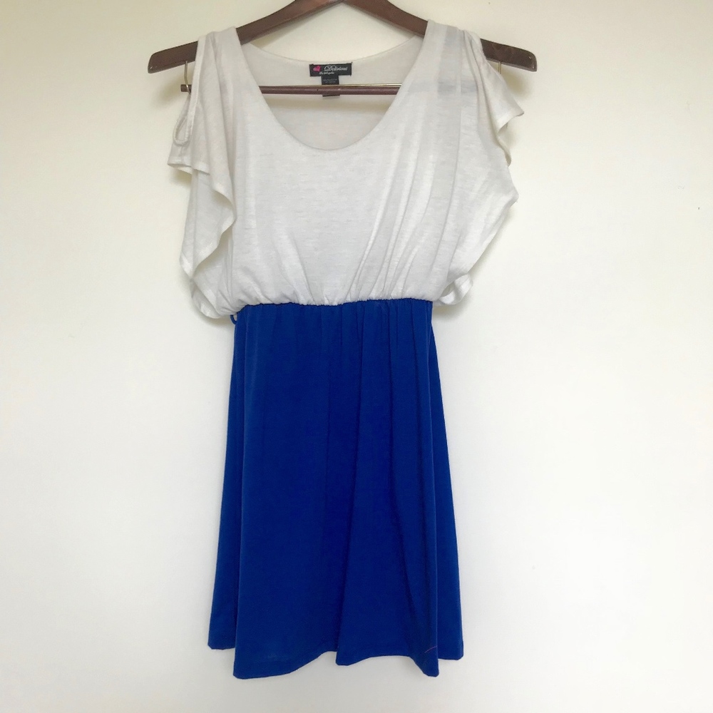 Blue and Ivory Cotton Summer Peep-Hole Dress